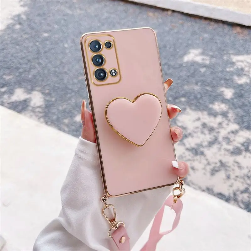 Elegant Love Heart Crossbody Lanyard Case with Cord Strap