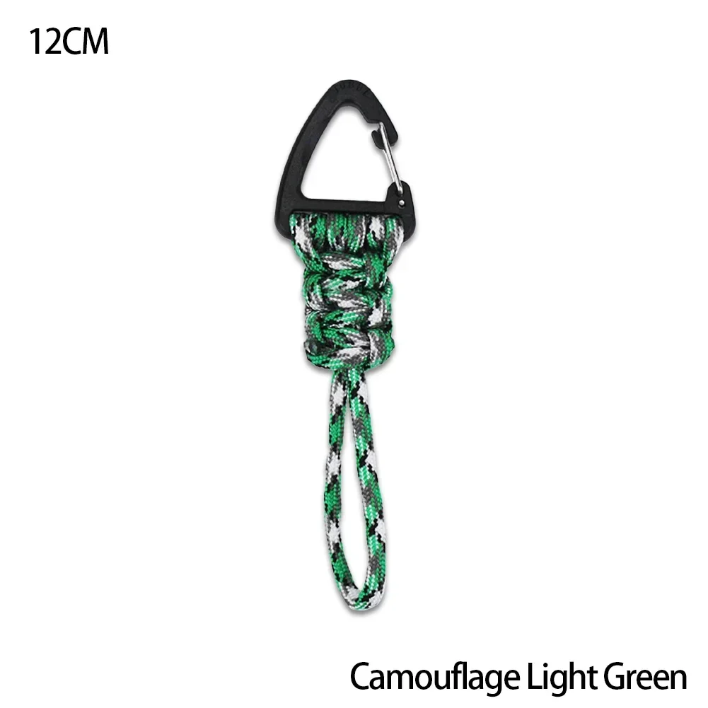 Braided Nylon Paracord Keychain with Metal Triangle Buckle and Carabiner
