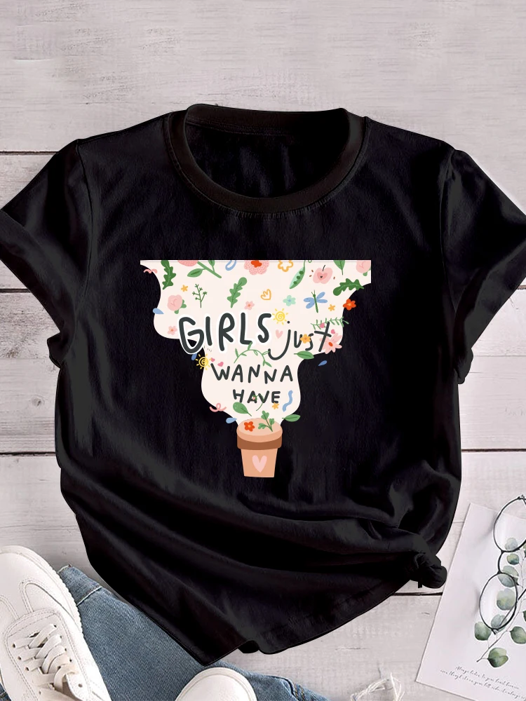 

Short Sleeve T-shirt Ladies Summer Flower Graphic Girl Tee T-shirts Casual Clothing Women Fashion Female T shirt Print Clothes