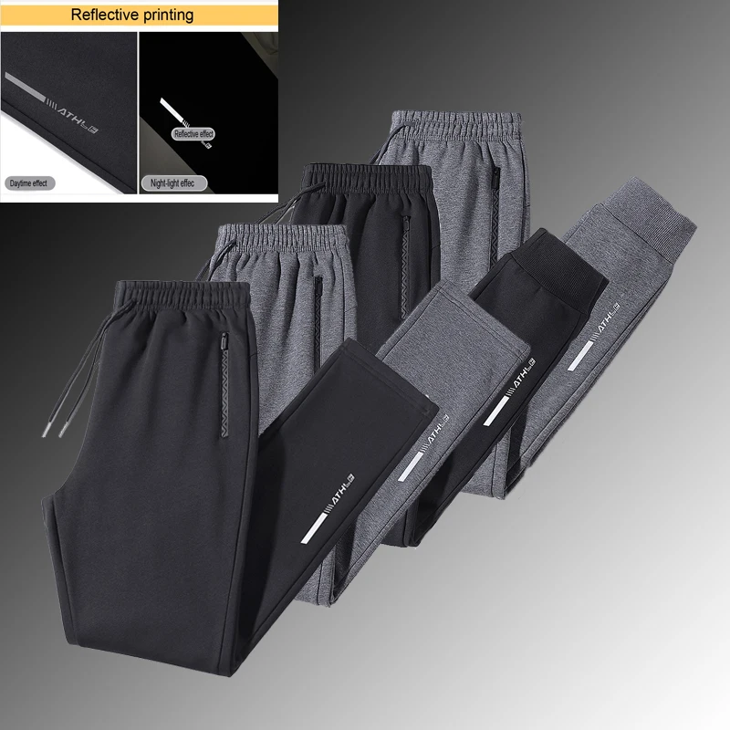 2024winter Men Casual Sports Pants Running Workout Jogging Long Pants Gym Sport Trousers for Men Zipper pocket Jogger Sweatpants