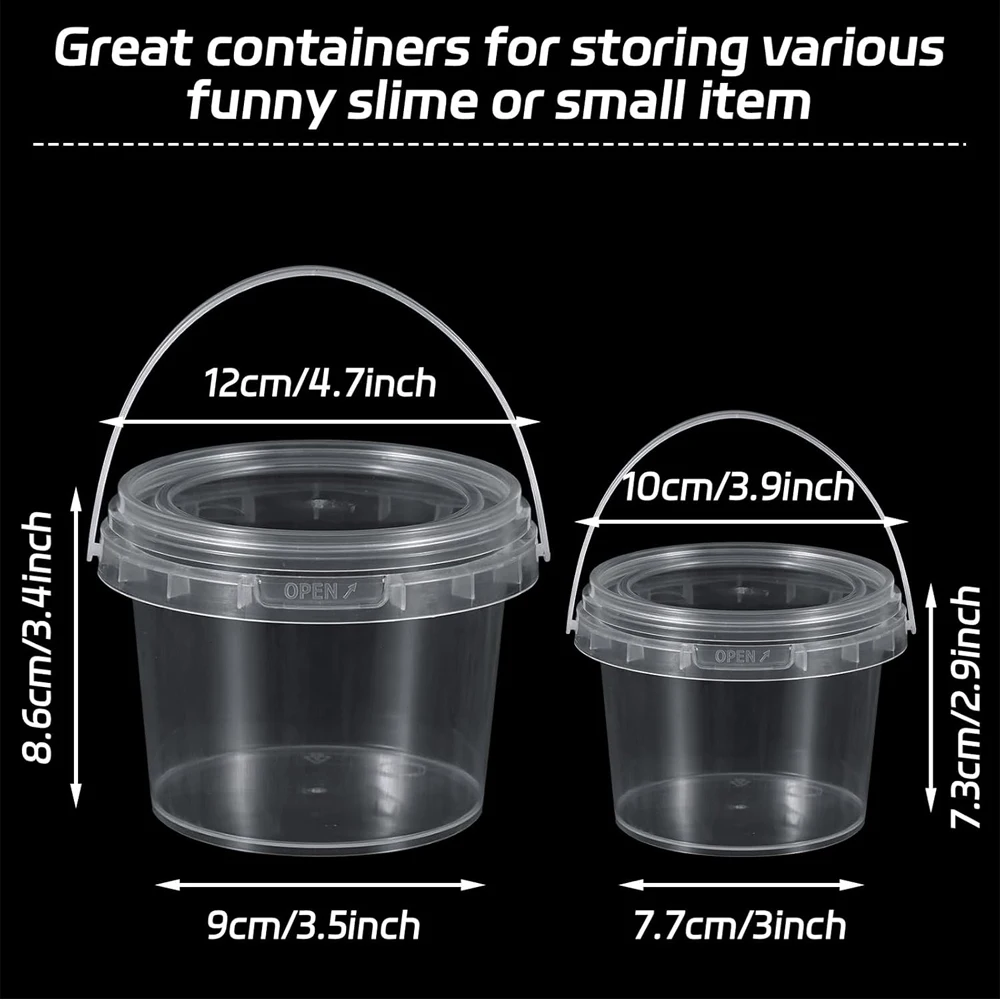 Compact Slime Containers with Water-Tight Lids and Handles