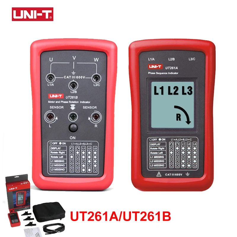 

UNI-T UT261A UT261B Phase Sequence Tester Missing Phase Meter Motor Rotation Indicator AC 40 700V 90 600V Voltage Meters Tools
