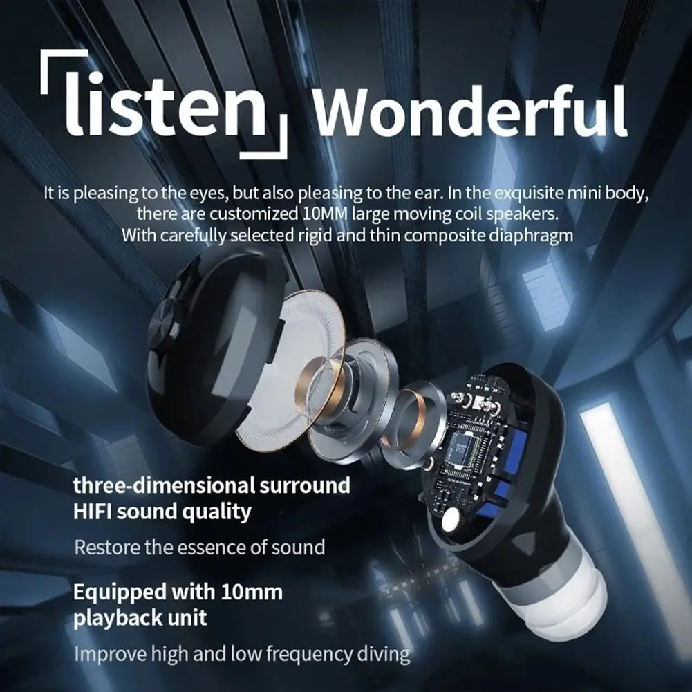 Portable Wireless Bluetooth Earphone Headset Single In Ear Earbuds With Mic 18D High Quality Mono Headset 8H Music Time