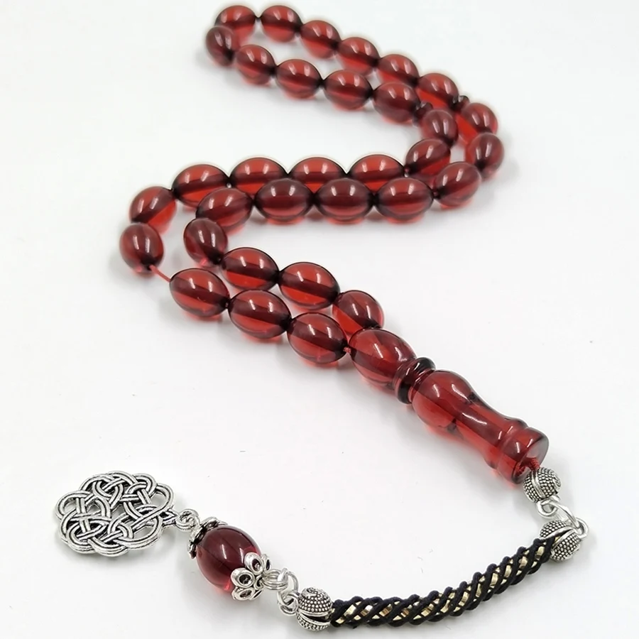 Red Resin Tasbih Muslim bracelet resin bracelet 33 bead rosary Red Bracelets Beads Tarbons islamic tespih arabic Men's accessories