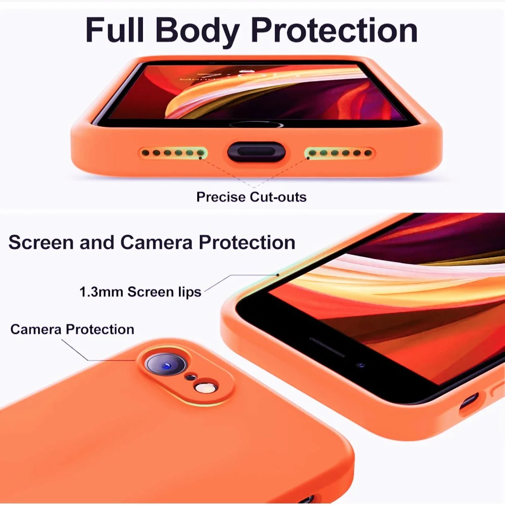 Vibrant Orange Shockproof Liquid Silicone Phone Case