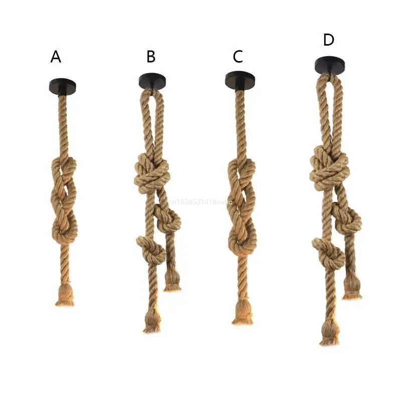 

Прямая поставка, одинарная/двойная подвесная лампа для головы E27 из пеньковой веревки для креативной винтажной индивидуальной