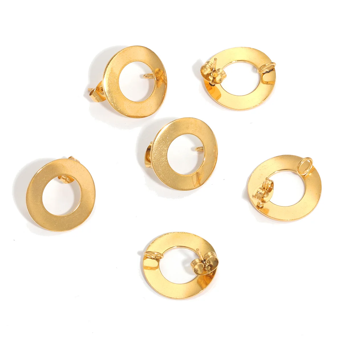 Stainless Steel 18mm Round Stud Earrings with Hanging DIY Earring Accessory 1