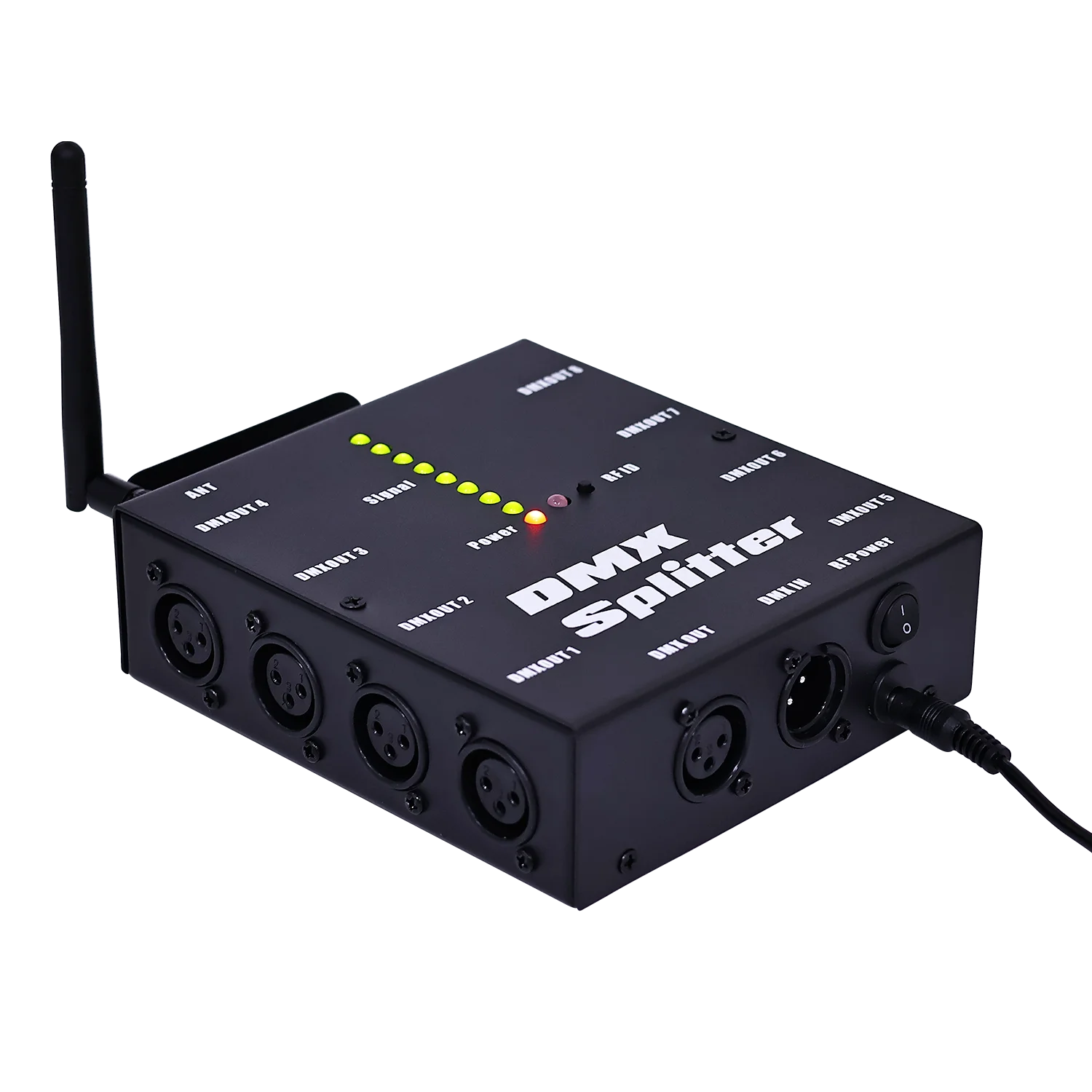 wireless dmx512 signal amplifier 8-Way Isolated DMX Splitter with 2.4g wireless Receiver Function