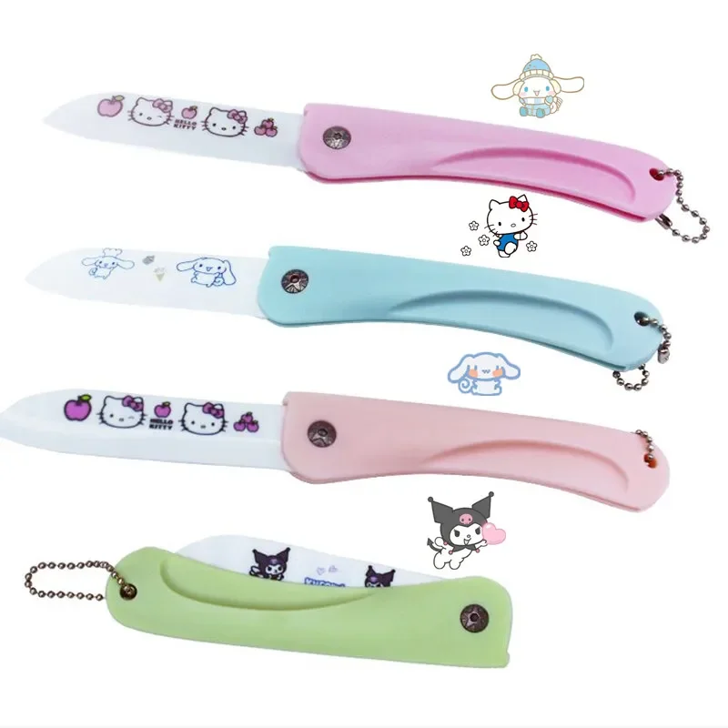 Kawaii Hello Kitty Coltello Da Frutta Pieghevole Cartoon Sanrio Figure Kuromi Cinnamoroll Mini Coltello Da Cucina Portatile Forniture Da Cucina