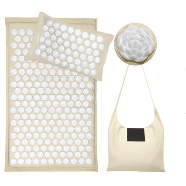 ​3pcs 1set Nature Linen Coconut palm Massage Yoga mat sport pillow mat with bag Lotus Spike Acupressure Mat Cushion