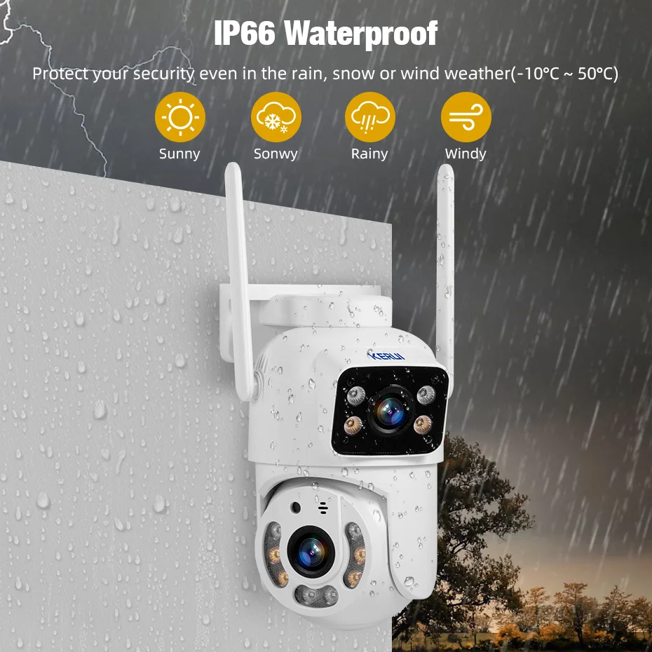 KERUI HD 10MP 5K PTZ Wifi IP Camera Dual Lens Dual Screen Wireless Outdoor CCTV Audio Video Surveillance Camera 5