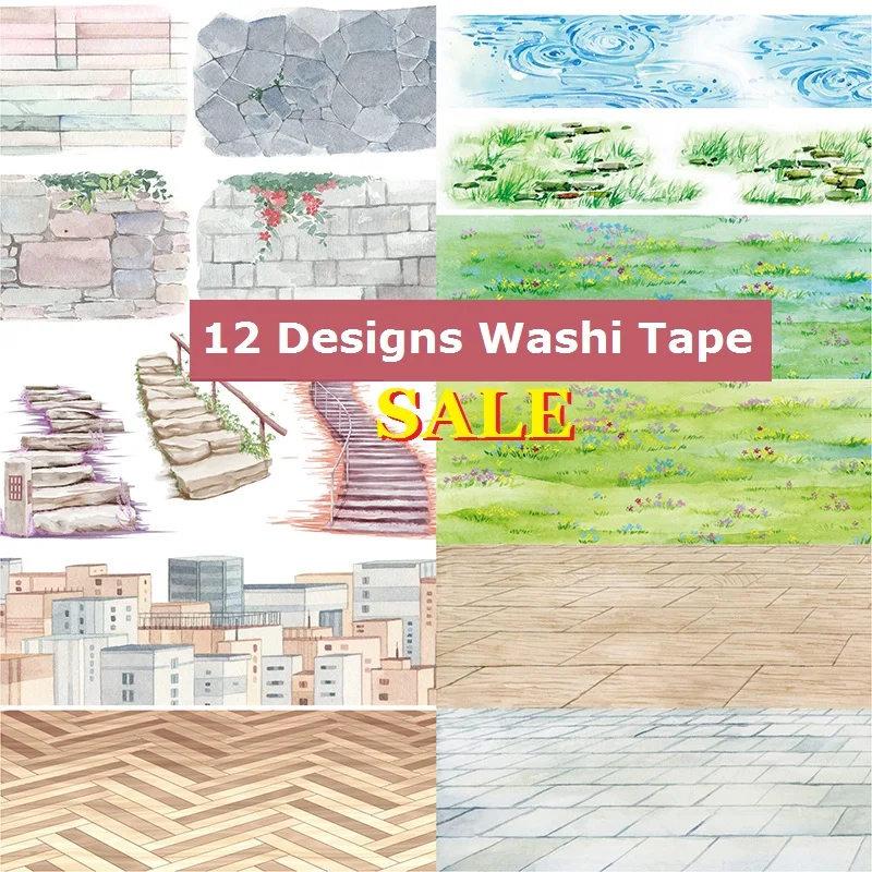 12 Designs Washi Tape Girls Japanese Decorative Planner Adhesive DIY Craft Scrapbooking Diary Journal Masking Tape Stickers Gift