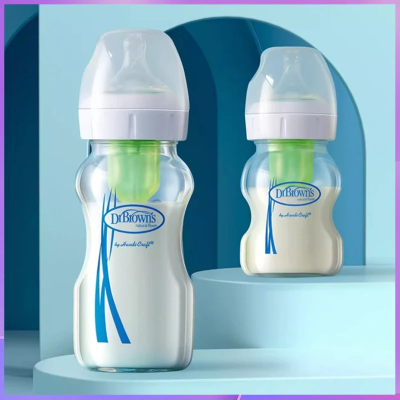 Dr. Brown's Newborn baby glass bottle, wide caliber, anti-flatulence, gas-liquid separation 150ML/ 270ML