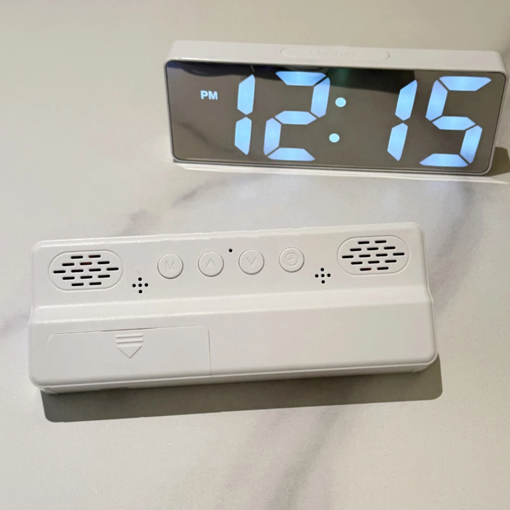 LED Mirror Digital Alarm Clock 12/24 Hours Adjustable Dimming Brightness Colorful Large Screen Desk Clocks Bedroom Decoration