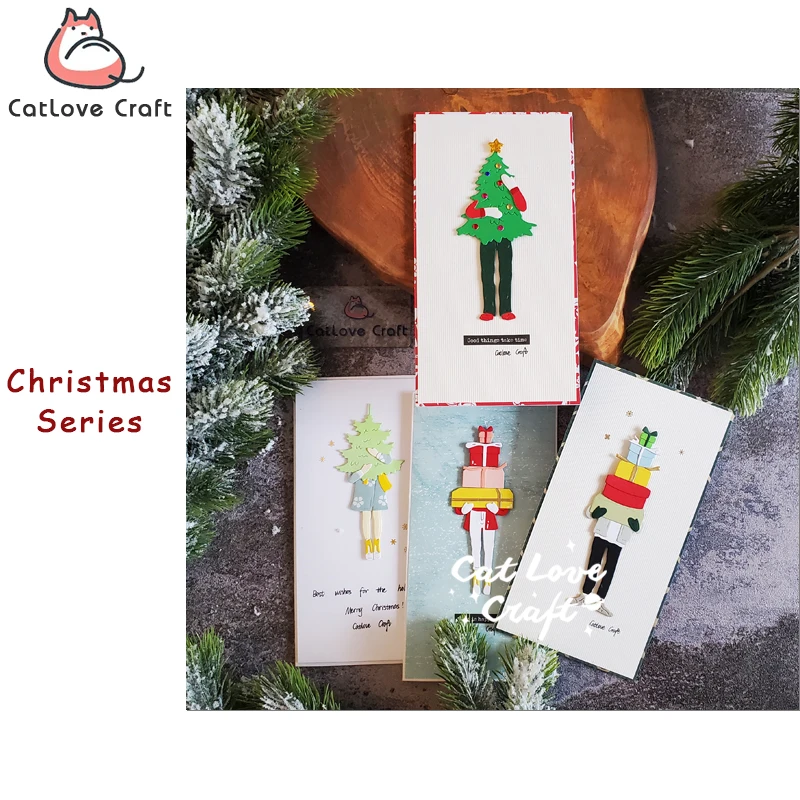 Catlove Gift Christmas tree Boy Girl Metal Cutting Dies Scrapbooking Stencil Die Cuts Card Making DIY Craft Embossing New Dies