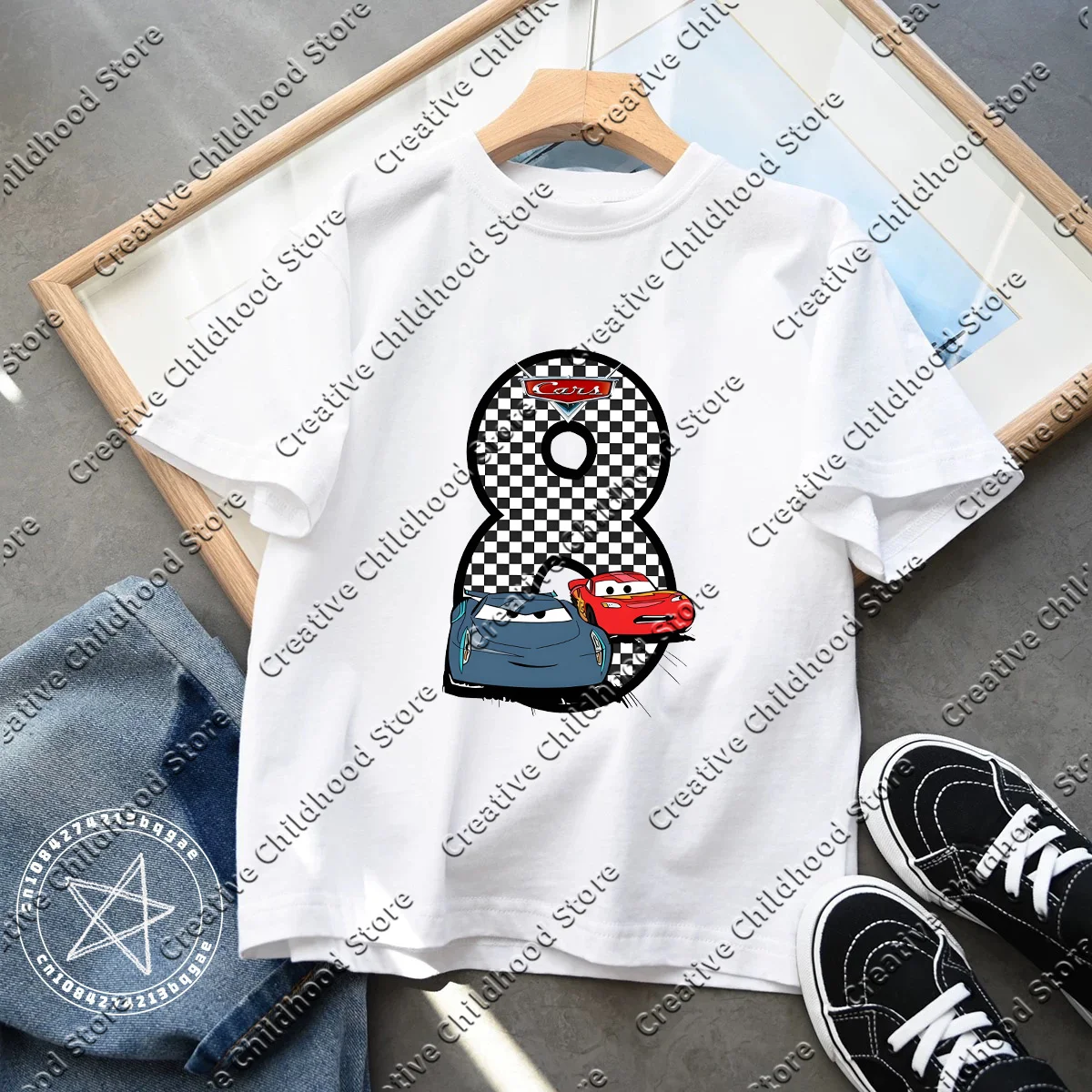 Disney Summer McQueen Cars Birthday Number 0-9 Children Clothes Kawaii Anime Cartoons Kids Boy Girl Hip Hop T Shirts Casual Top 4