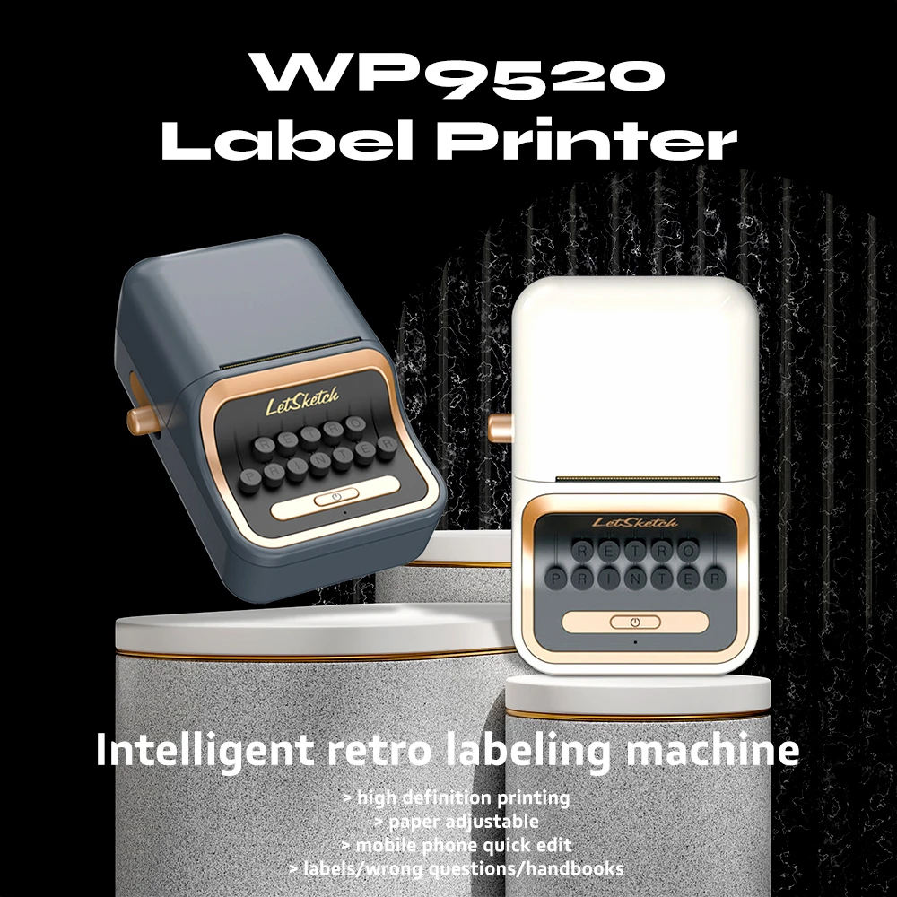 Lettch-サーマルラベルプリンターwp9520,ポータブル,Bluetooth,Android
