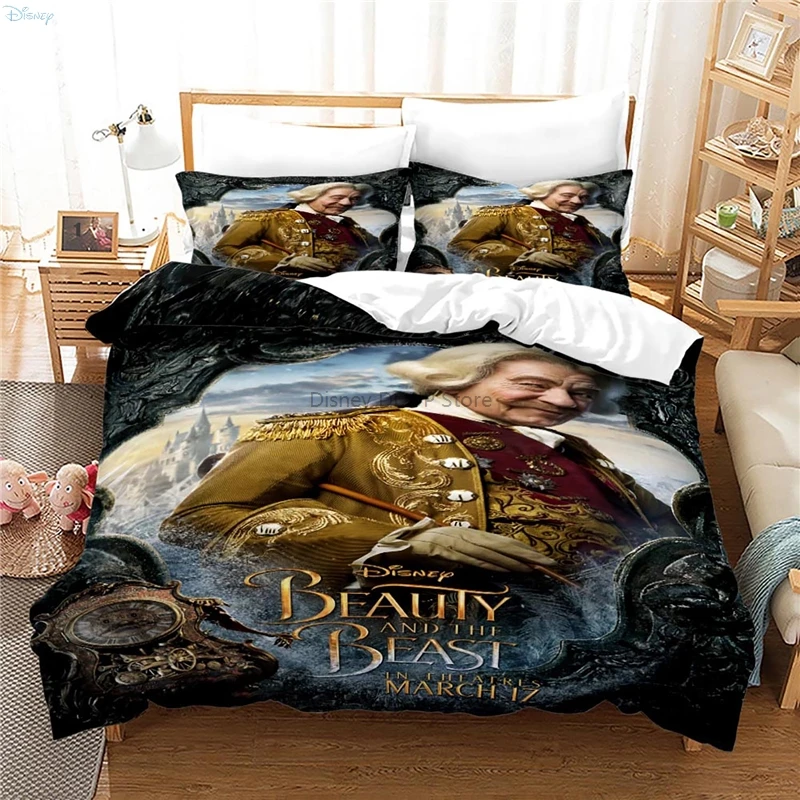 Beauty and The Beast Cartoon Bedding Set Twin Full Queen King Size Comforter Cover Set with Pillowcase Adult Kids Duvet Covers