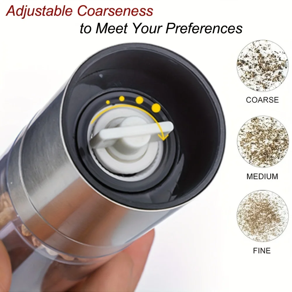 Salt and Pepper Grinder 2 In 1 Manual Stainless Steel Adjustable Ceramic Grinding Spice Grinder Kitchen Tool