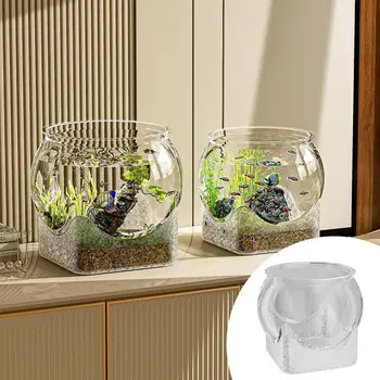 Clear Transparent Round Fish Tank Aquarium Micro-landscape Resistant Falling Desktop Ecologicals Fish Tank Ornamental Fish Decor