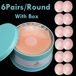 Invisible Silicone Nipple Covers - Reusable Lift Pasties & Adhesive Intimate Pads - About 6.5cm (12pcs Round - and box)