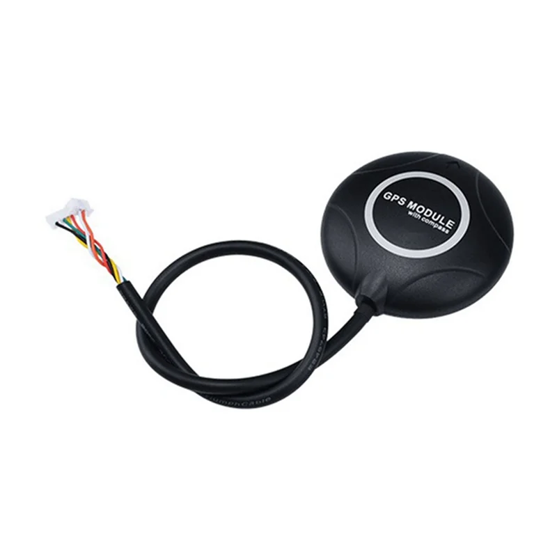 Module GPS NEO-M8N avec boussole intégrée pour drone, fixé sur un châssis de drone avec câbles de connexion.
