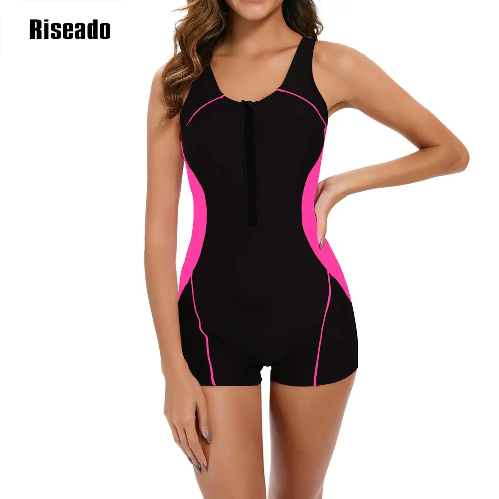 Riseado Sports Swimwear One Piece Swimsuit Sleeveless Surfing Bathing Suit Full Coverage with Boyshorts Pool & Training one piece swimsuit women swimsuit