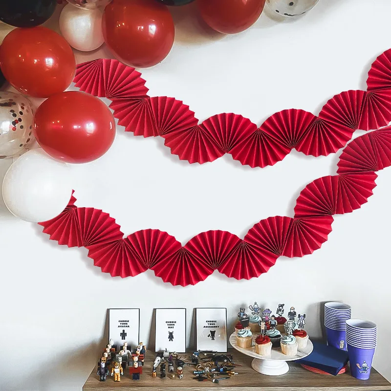 

1.6m Valentine's Day Party Decoration Supplies Paper Fan and Tissue Paper Pom Pom Set for Wedding Birthday Party Decorations