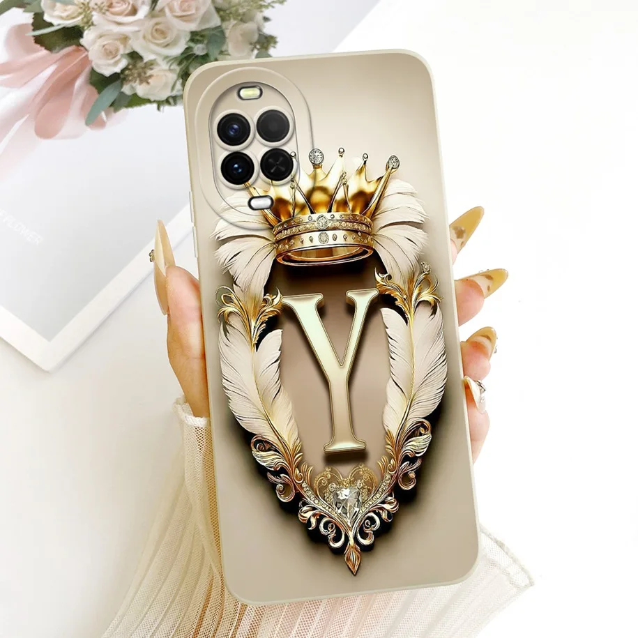 Huawei Nova 15 Case - Simple Crown Letters Soft Liquid Silicone Cover