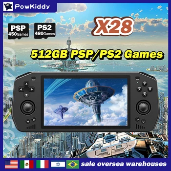 Powkiddy X28 Unisoc Tiger T618 5.5 인치 터치 IPS 스크린, 안드로이드 11 PSP PS2 HD TV 출력 레트로 게임기, 512G 70000 게임