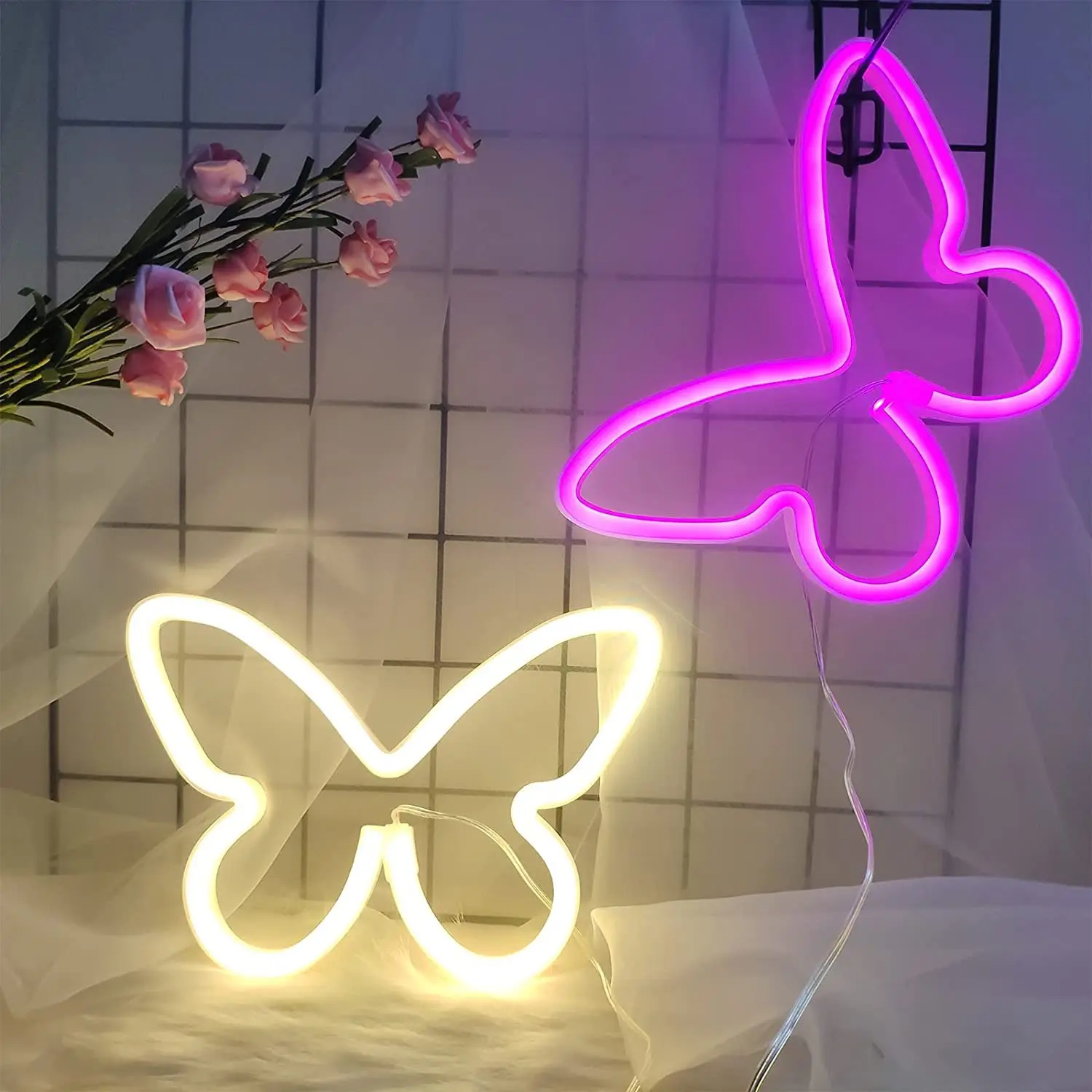 1pc, Butterfly Love LED Neon Light USB/Battery Powered, Girl's Room Birthday Christmas Wedding Party Light, Valentine's Day Gift 6