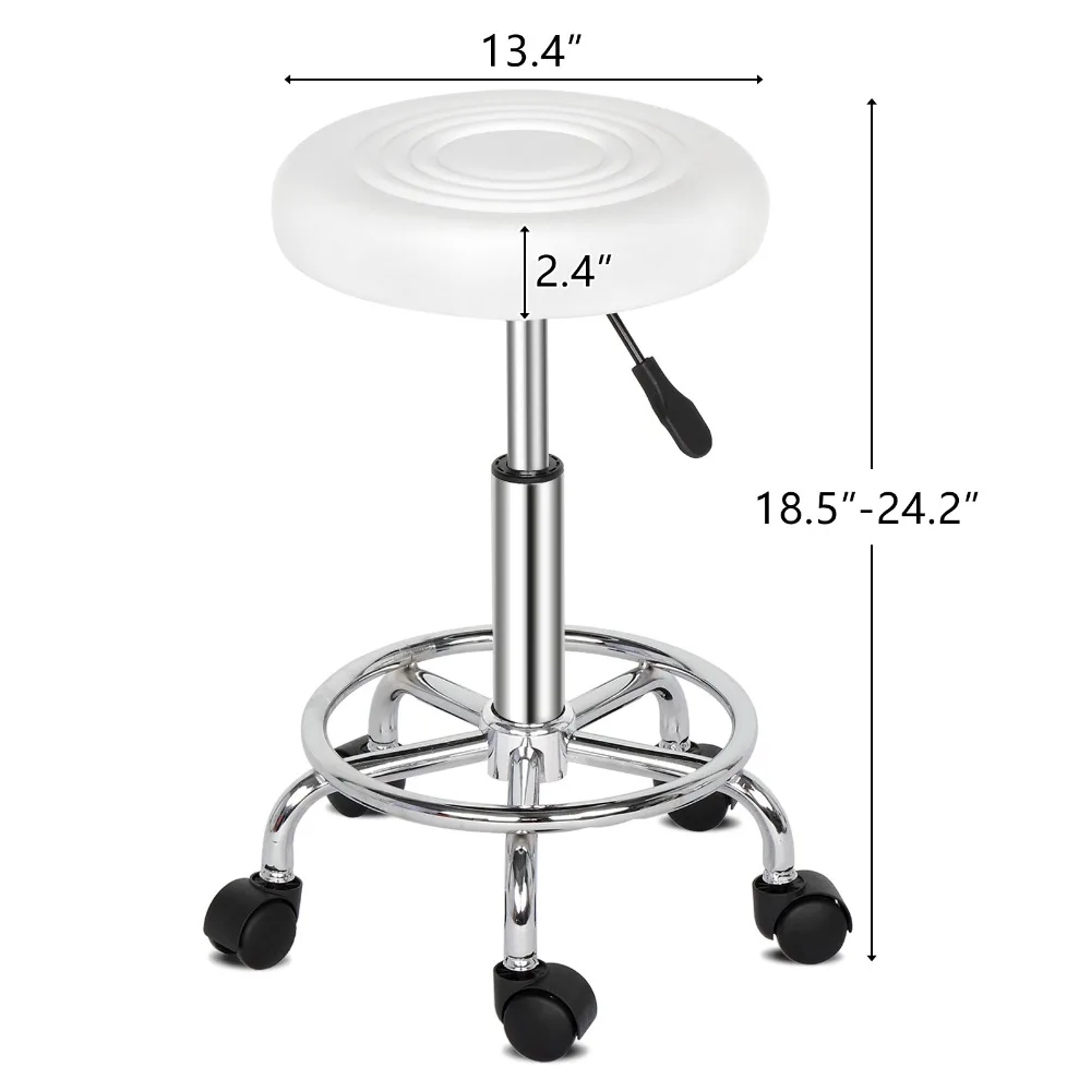Round Cafe Chairs Stool with Lines Rotation Bar Stool White 6