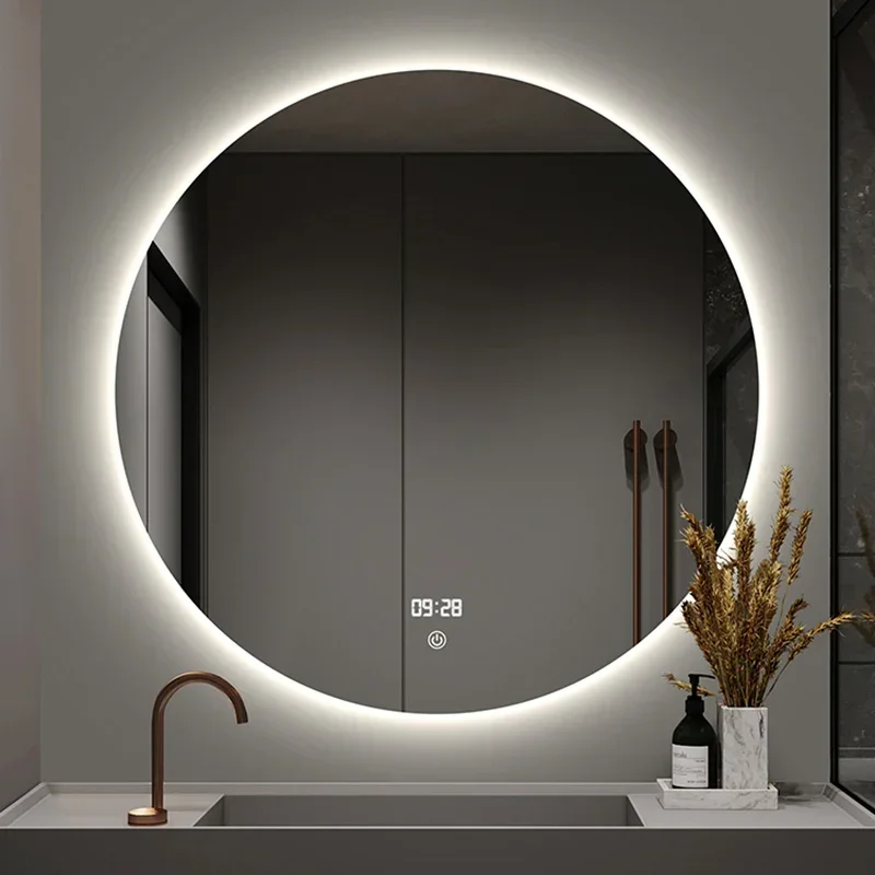 

Frameless Smart Bathroom Mirror Round Makeup Touch Control Bathroom Mirror Light Wall Espejo Pared Led Vanity Mirror EB5BM