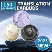 150 languages ai earbuds with 95 translation coverage noise canceling calls for music meetings travel usb type c charging wireless compatible free lanyard ideal for work gym wireless earbuds details 0