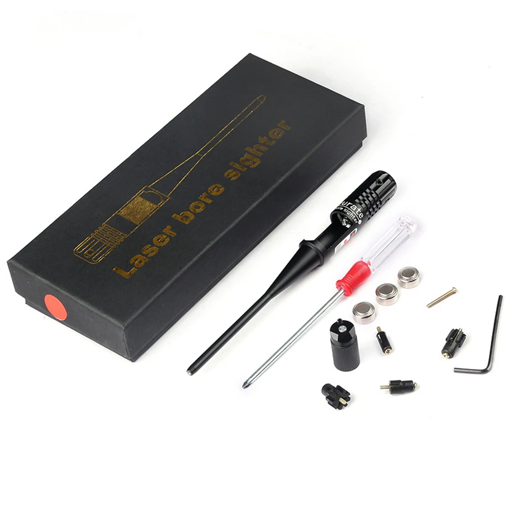 Adjustable Adapters Rifles Red Laser Bore Sighter Collimator Kit Adapter Red Bore Sighter with Box for .22 to .50 Caliber Rifies