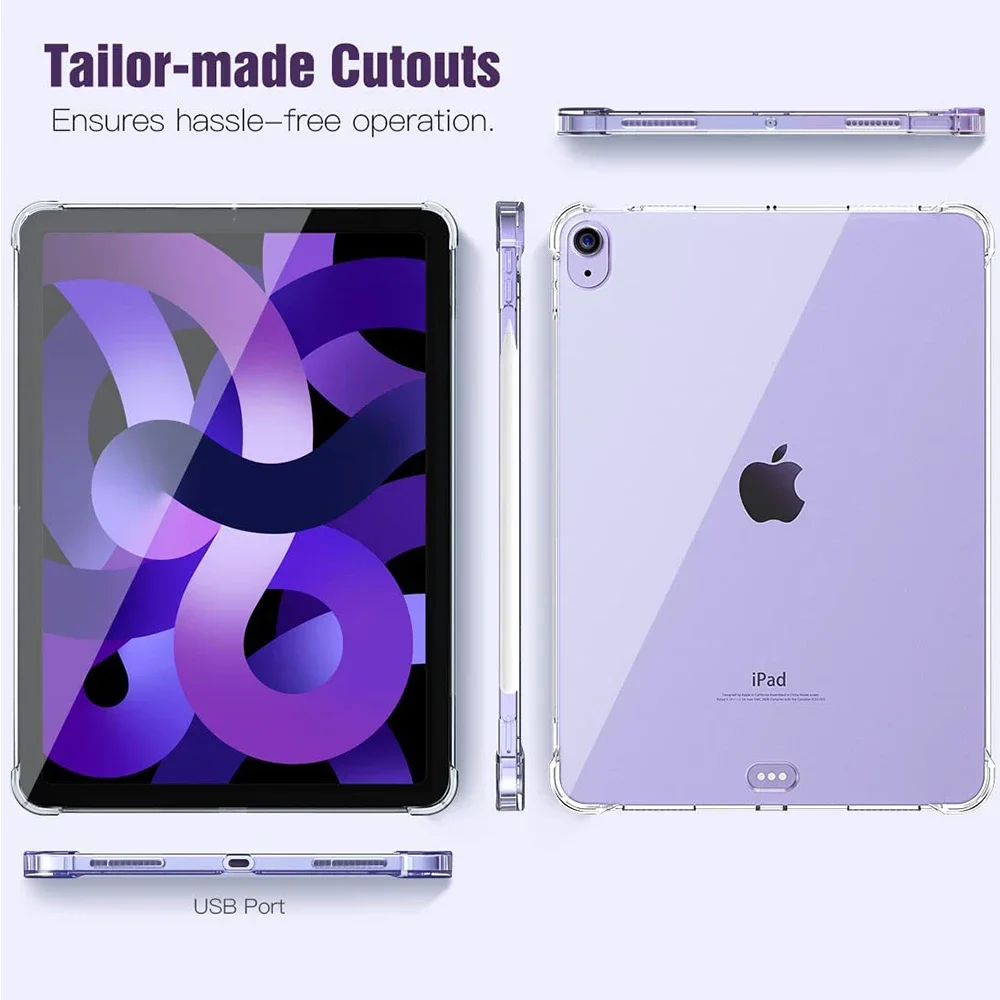 Crystal Clear TPU Silicone Tablet Cover - Durable Transparent Protective Case