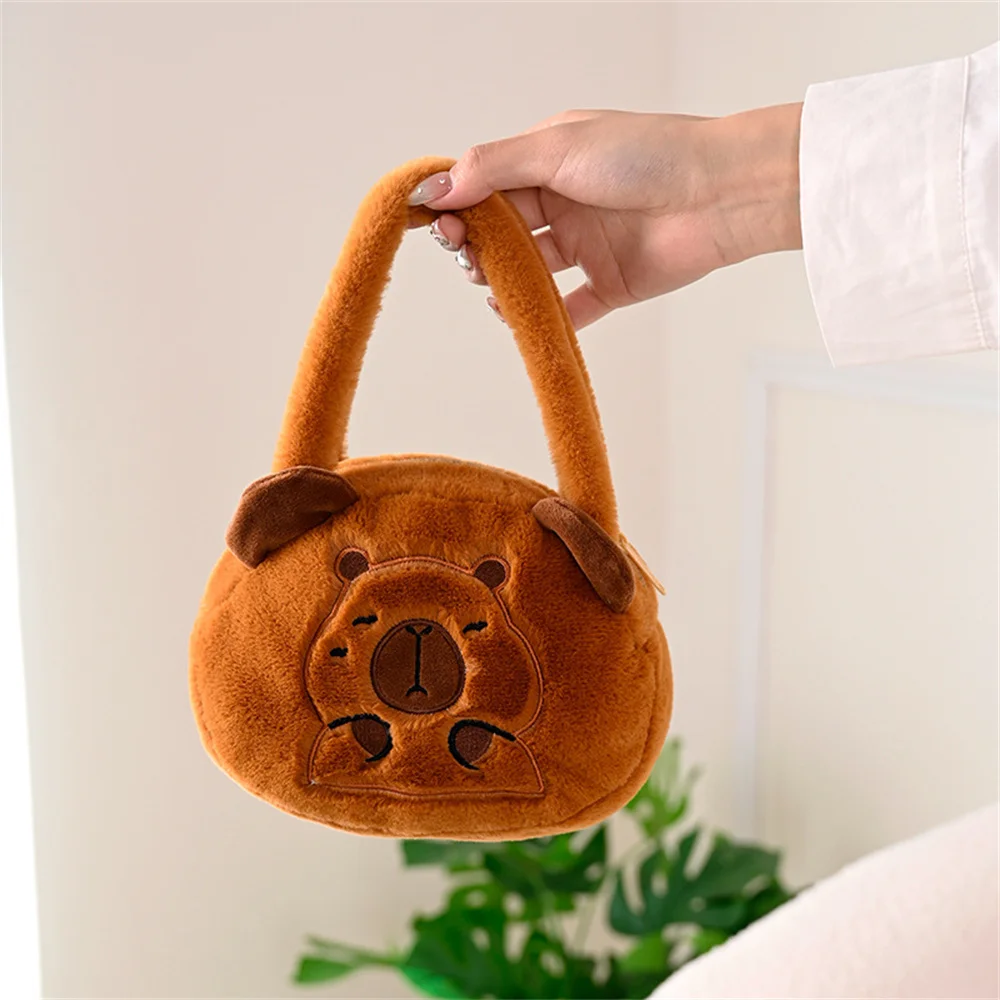 Capybara Plush Handbag Storage Bag Students Pencil Pouch Stationery Lovely Headphone Cute Capybara Handbags Party Decor Gifts