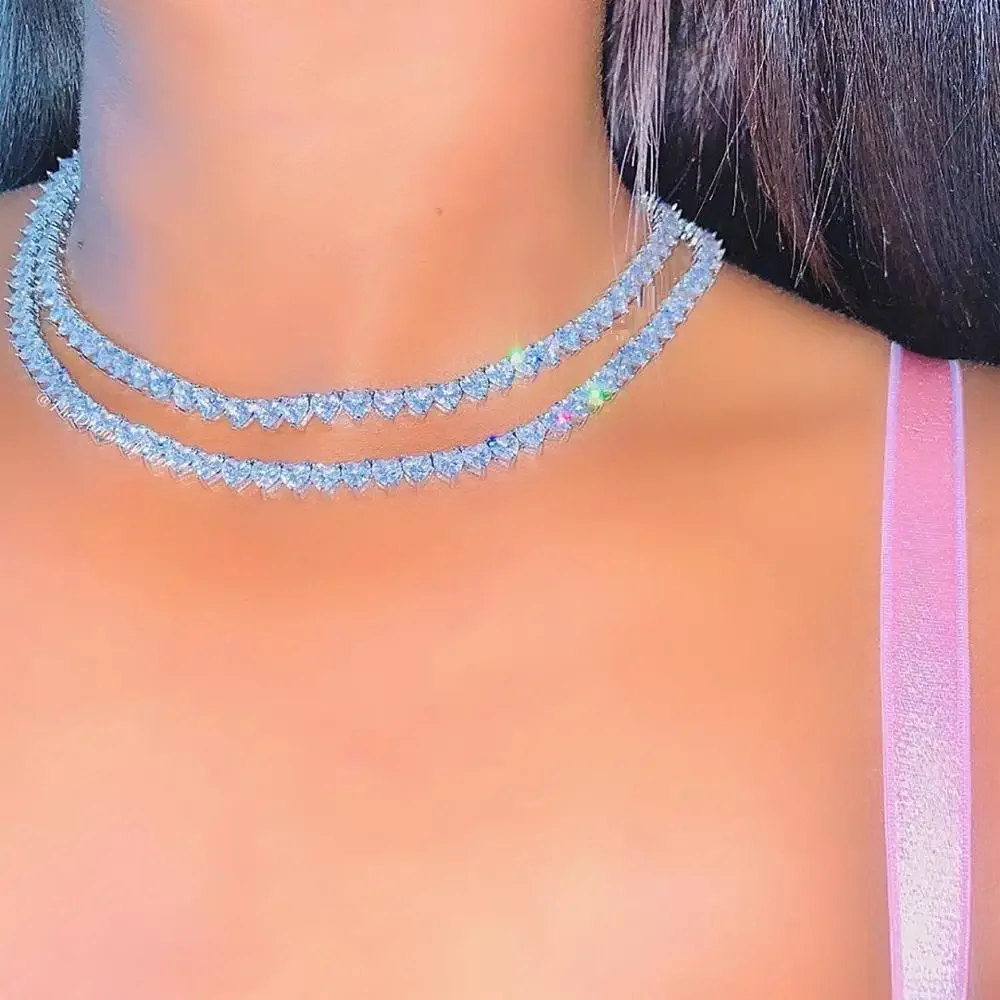 Silver Tennis Necklace, Diamond Necklace, Crystal Necklace, Rhinestone  Necklace, Swarovski Crystal, Fine Jewelry, Handmade Jewelry - Etsy