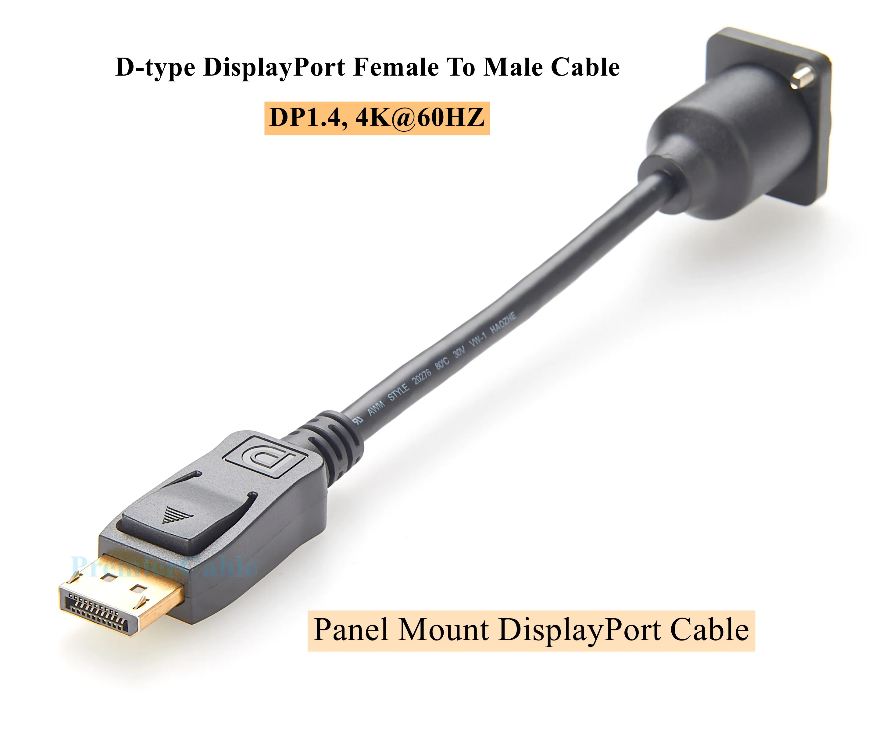 DP1.2 Schalttafelmontierter Durchführungsstecker 4k@60hz Displayport Buchse auf Stecker Schalttafelkupplung, D-Typ und XLR-Schalttafelmontage für HD – Detail 3