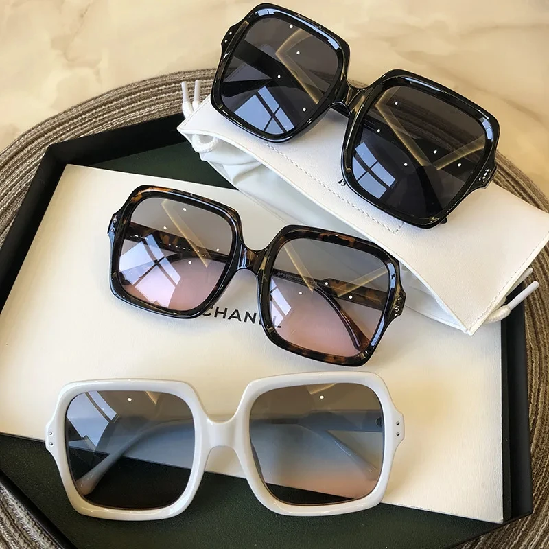 Vintage Oversize-platz Sonnenbrillen Frauen Luxus Marke Großen Rahmen Frauen Sonnenbrille Schwarz Mode Gradienten Weiblichen Gläser Oculos – Detail 1