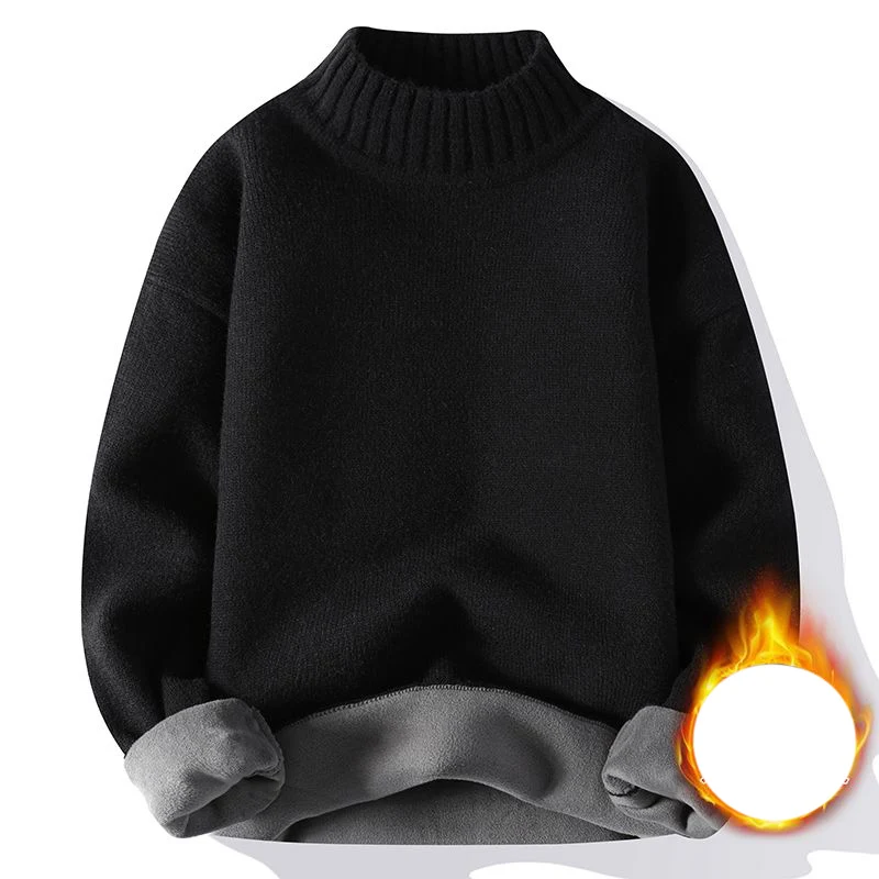 Autumn Winter KPOP Fashion Style Harajuku Slim Fit Tops Loose Casual All Match Knitwear Insert Half High Collar Solid Sweaters