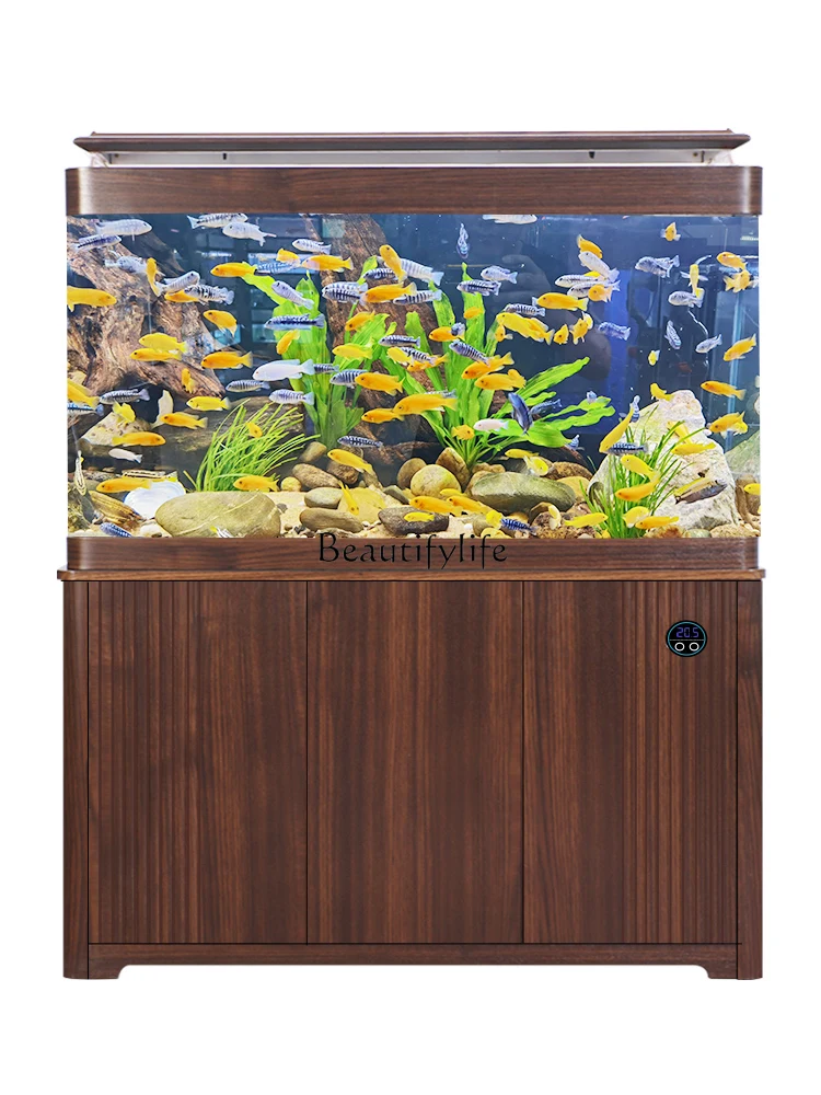 

Double round Floor Arc Bottom Filter Fish Tank Living Room Medium and Large Household Wall Cylindrical