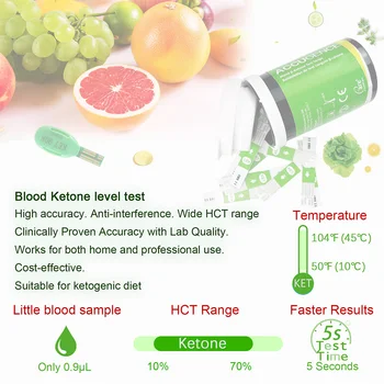 Blood Ketone Hemoglobin Uric Acid Blood Glucose Test Strips Test Strips for PM800 4 in 1 Meter Diabetes Gout HB Anemia Monitor 3
