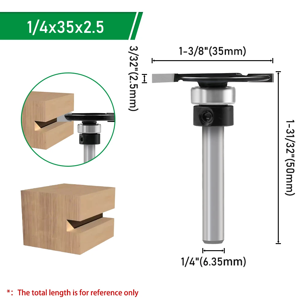 LAVIE 1/4 6 mm Schaft T-Nut-Fräser mit Lager – Doppelkanten-Nutfräser zum Schlitzen und Kanten von Holz C06318FX35 – Detail 13