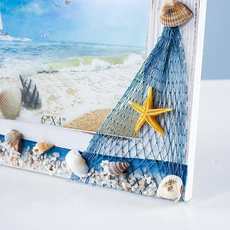 Ocean Photo Frame Summer Shell Seabird Wooden Supply Mediterranean Personality Wooden Table Frame Ornaments Picture Frame
