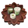 Wooden Lotus Tray Lotus Shape Crystal Stone Holder Crystal Display Tray with Bottom Non-Slip Pad for Aromatherapy Oils Jewelry 5