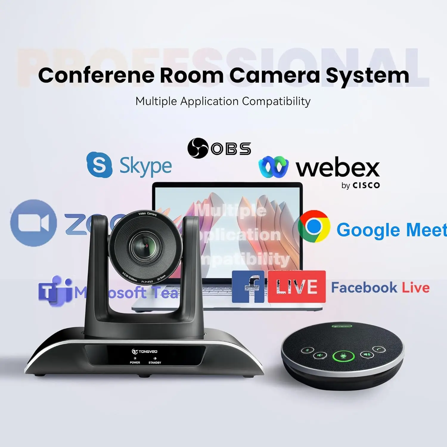 All-in-One USB3.0 HDMI Conference Room Camera System HD 1080P 60fps 3X Zoom PTZ Confereence Camera and Bluetooth Speakerphone