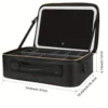 Large size travel makeup bag with mirror, zoned makeup bag with LED-lit makeup mirror, 3 light color modes, adjustable, 2