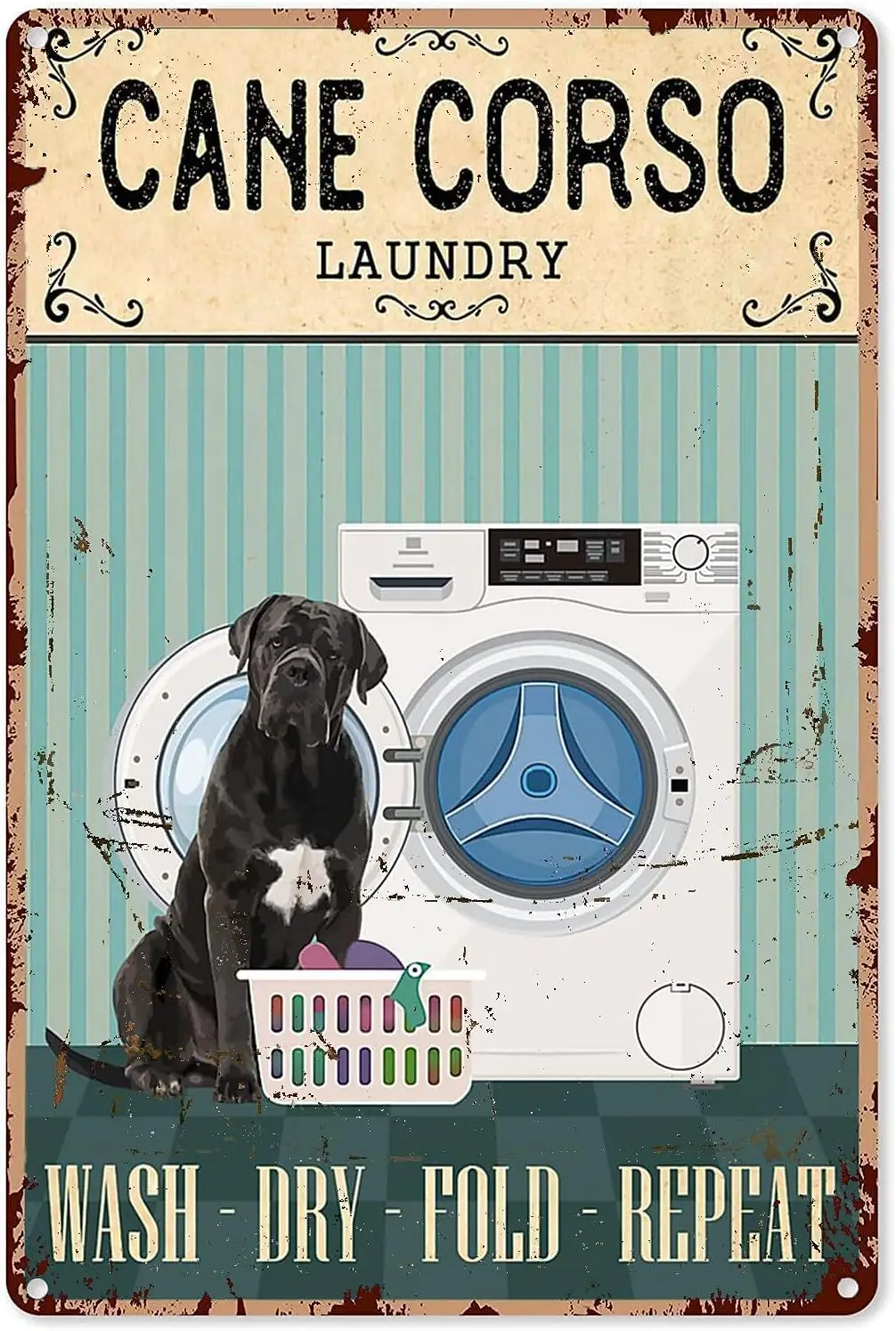 Targhe In Latta Vintage Cane Corso Lavanderia Lavaggio A Secco Piega Retrò Arredamento Casa Cucina Bar Cafe Bagno Club Cave Wall Decor