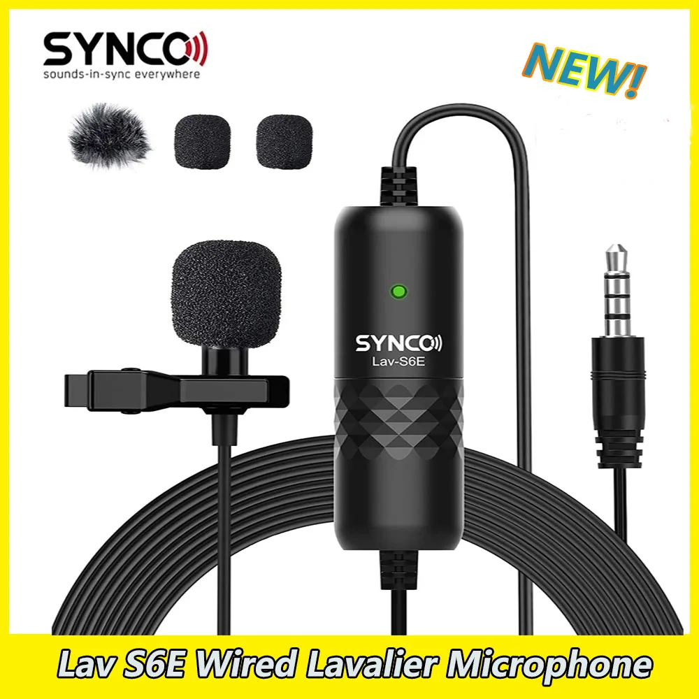 

Проводной петличный микрофон SYNCO Lav-S6E, всенаправленный конденсаторный микрофон для смартфонов iPhone, Android